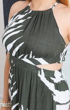 Vestido verde estampado halter