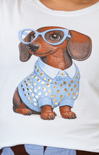 Blusa blanca con estampado de perro