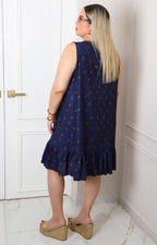 Vestido corto estampado de lunares con olán