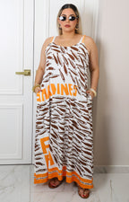 Vestido maxi estampado de peces