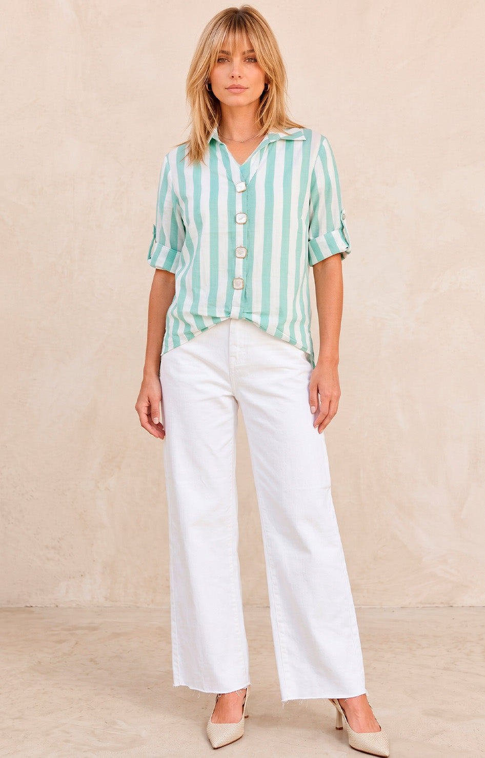 Blusa de rayas menta