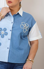 Camisera azul estampada