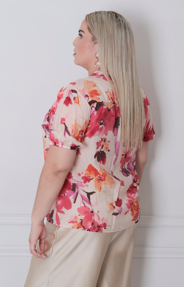 Blusa estampada con bordado - BLUSAS CURVY Boutiquemirel 