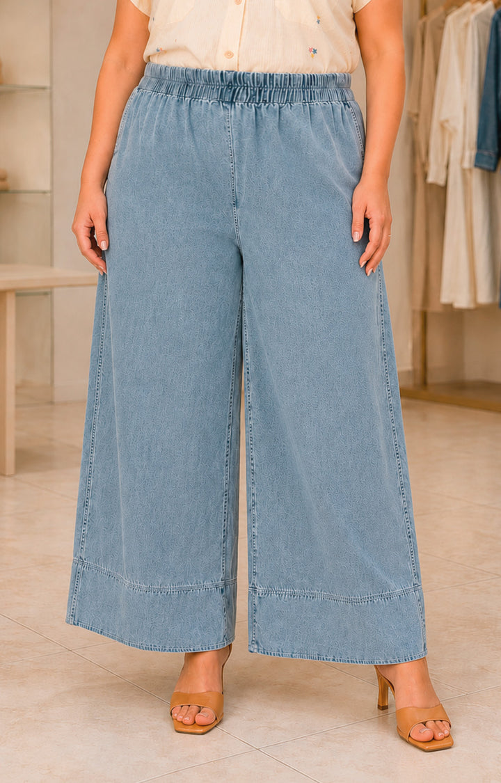 Pantalón amplio de mezclilla clara - PANTALON MEZCLILLA CURVY Boutiquemirel 