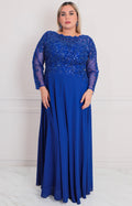Vestido de gala azul rey con manga larga - VESTIDO LARGO CURVY Boutiquemirel 
