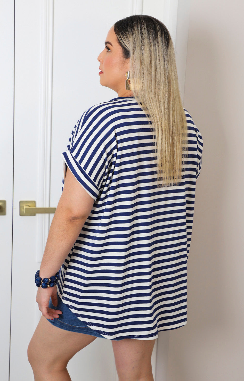 Blusa a rayas con estampado