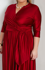 Vestido largo cruzado con cinturón