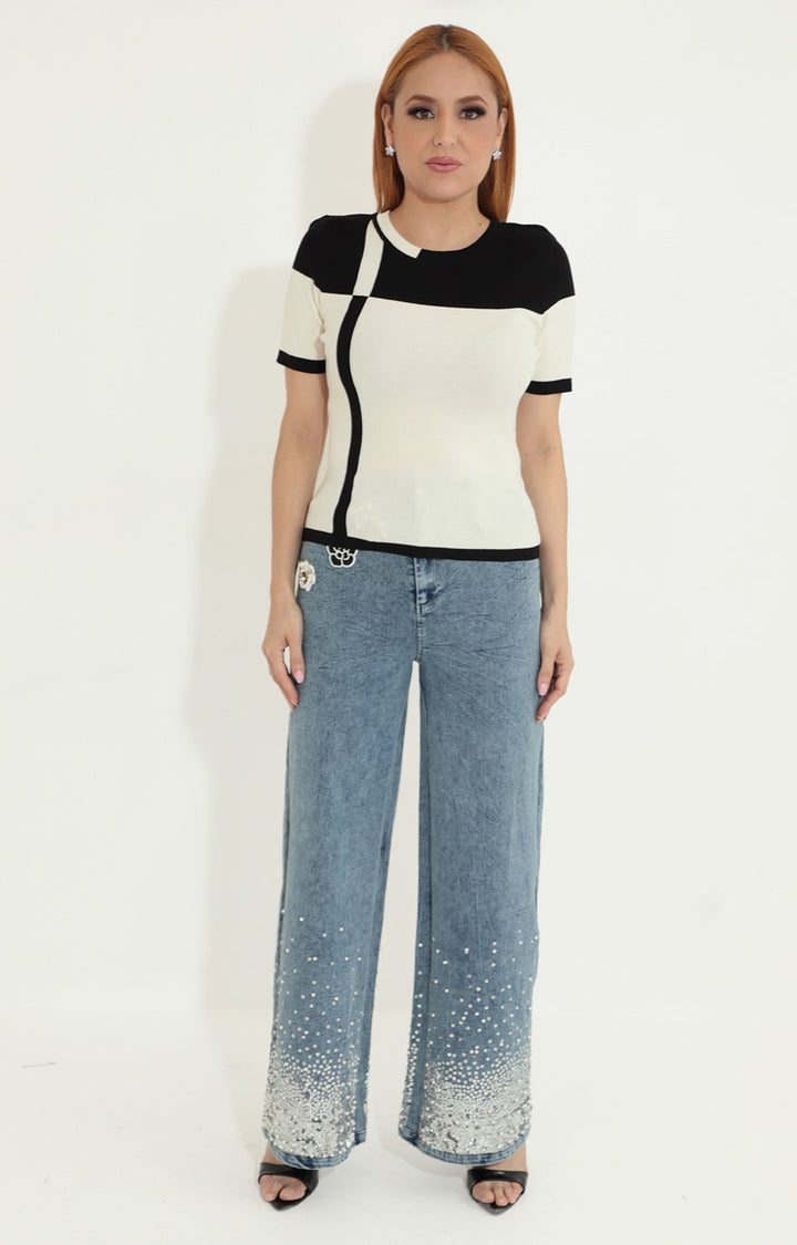 Blusa beige con negro - BLUSA Boutiquemirel 