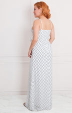 Vestido blanco polka-dots con flor - VESTIDO LARGO REGULAR Boutiquemirel 