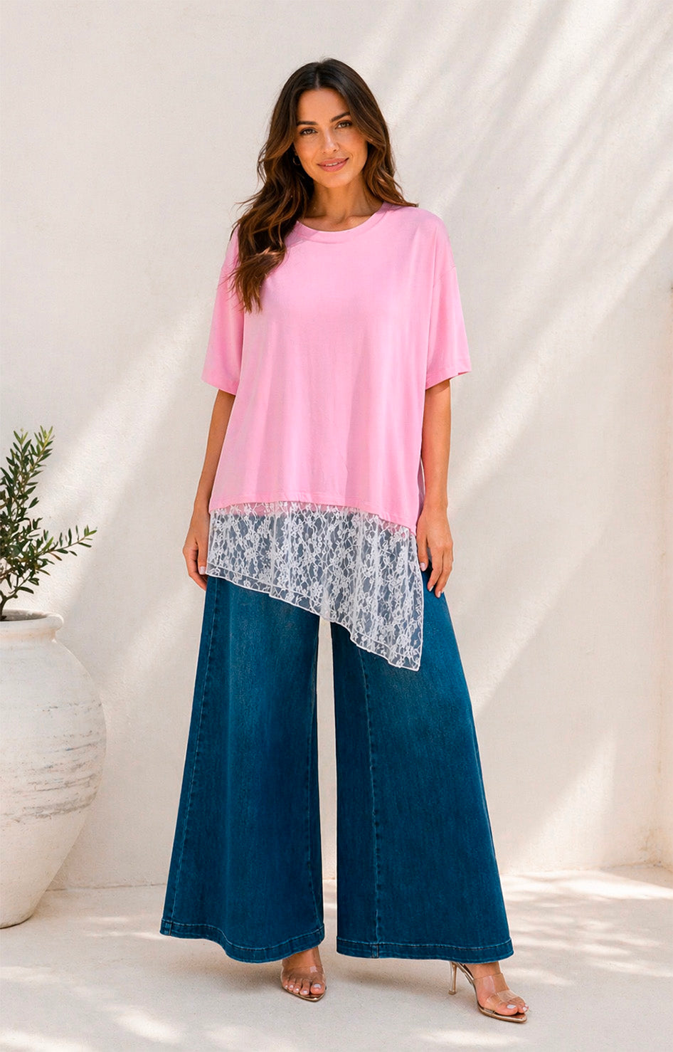 Blusa rosa con encaje - BLUSAS REGULAR Boutiquemirel 