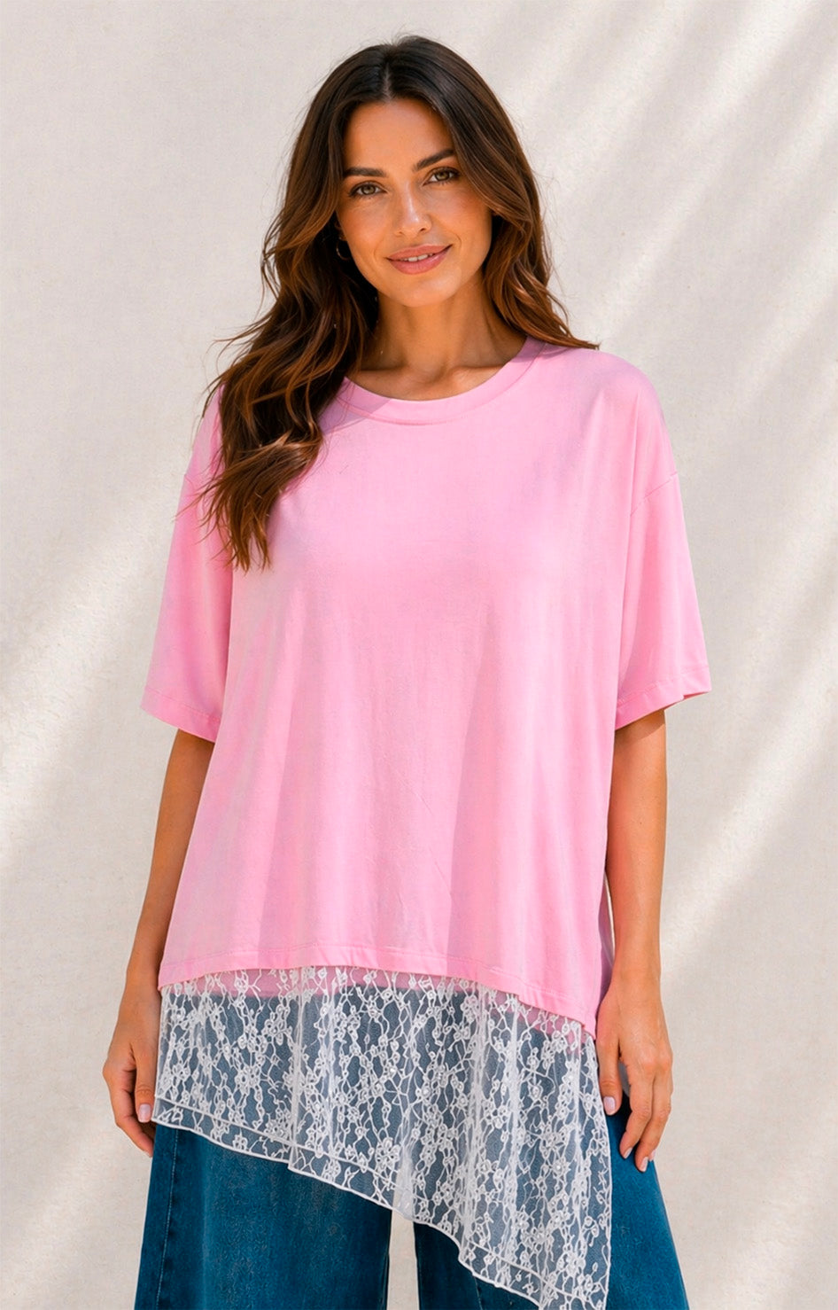 Blusa rosa con encaje - BLUSAS REGULAR Boutiquemirel 