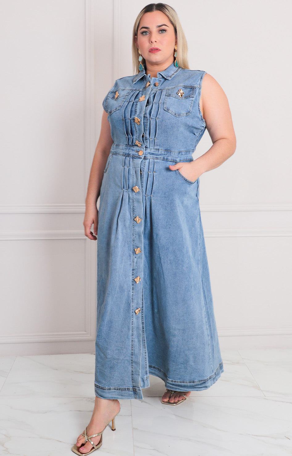Vestido de mezclilla largo - VESTIDO LARGO CURVY Boutiquemirel 