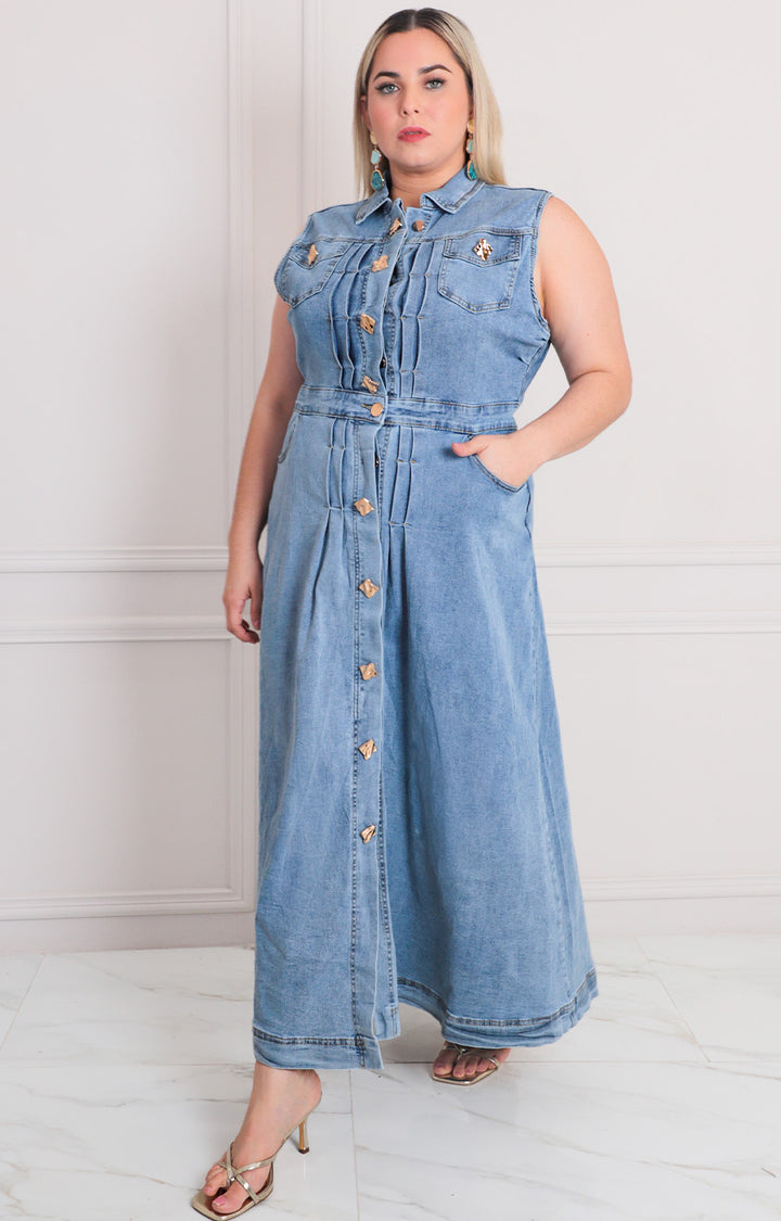 Vestido de mezclilla largo - VESTIDO LARGO CURVY Boutiquemirel 