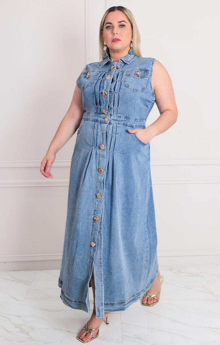 Vestido de mezclilla largo - VESTIDO LARGO CURVY Boutiquemirel 