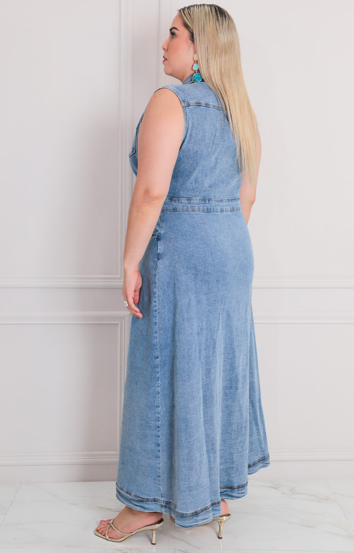 Vestido de mezclilla largo - VESTIDO LARGO CURVY Boutiquemirel 