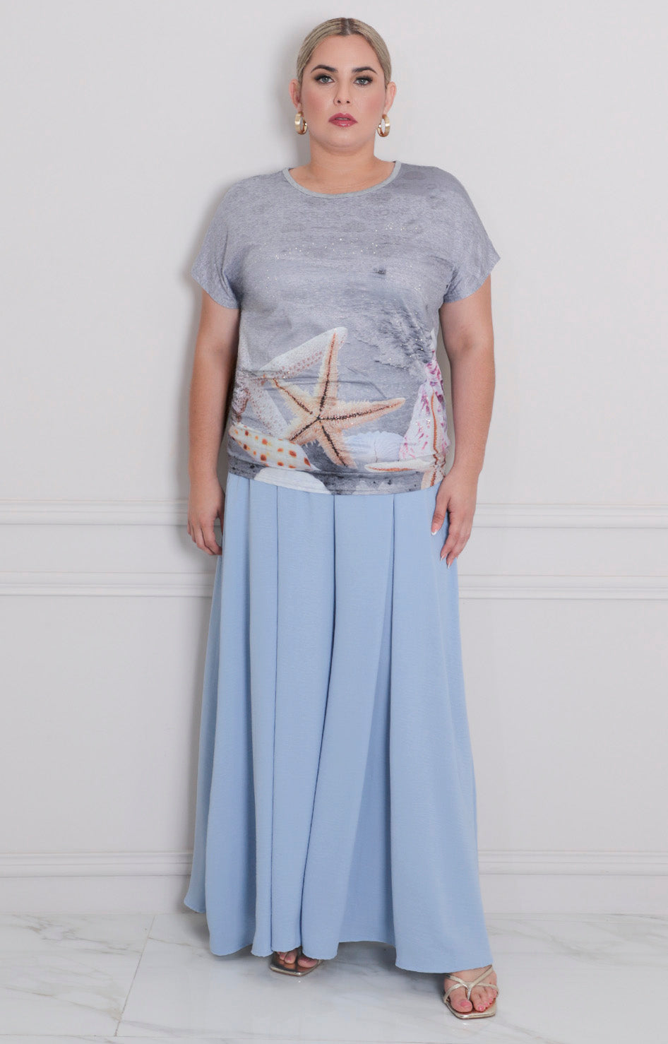 Blusa gris estampada - BLUSA CURVY Boutiquemirel 