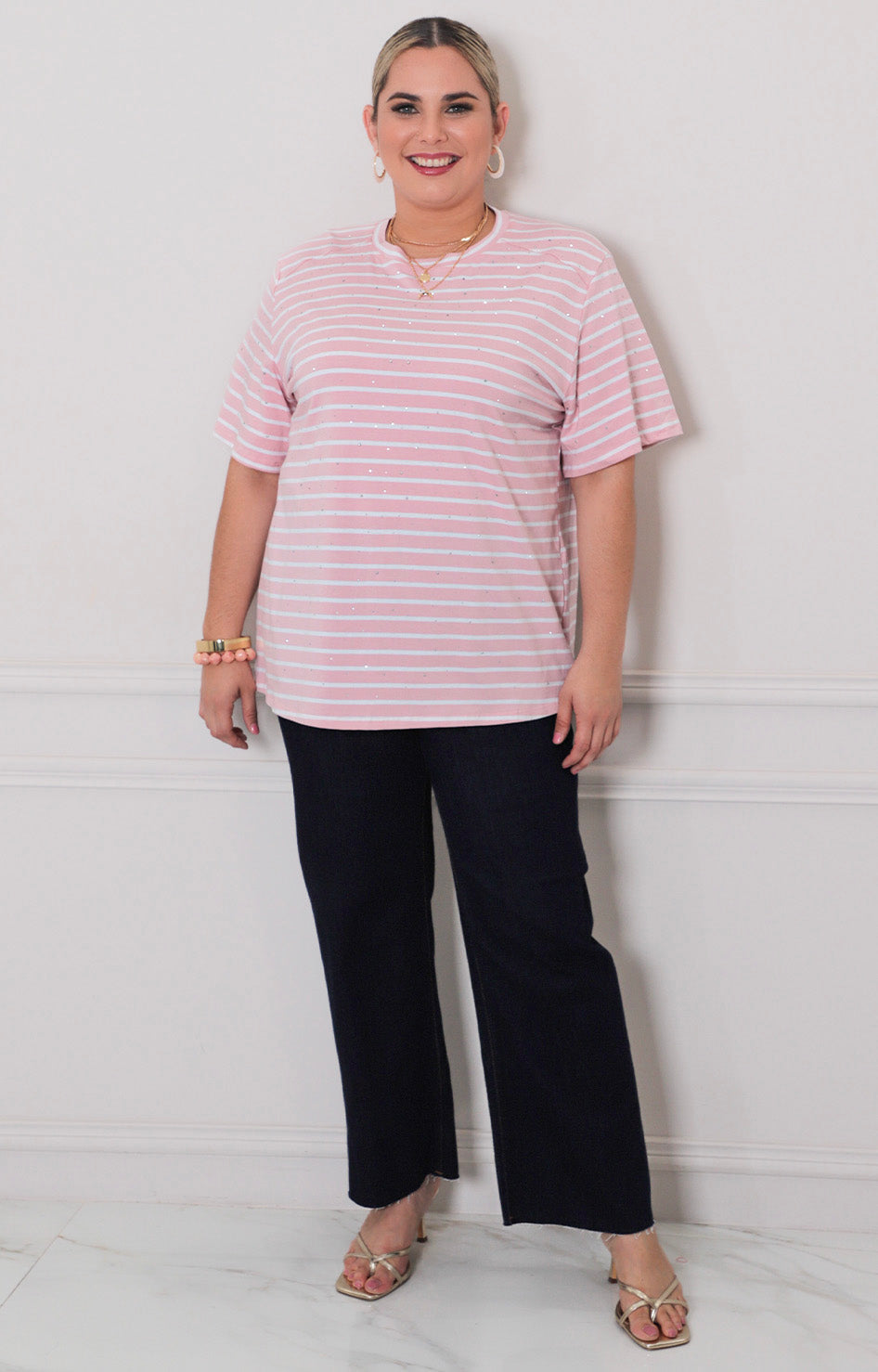 Blusa de rayas con brillos - BLUSAS CURVY Boutiquemirel 
