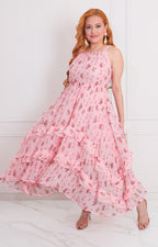 Vestido rosa estampado - VESTIDO LARGO REGULAR Boutiquemirel 