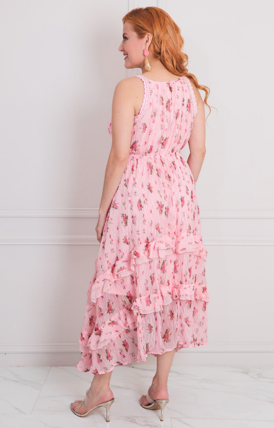 Vestido rosa estampado - VESTIDO LARGO REGULAR Boutiquemirel 