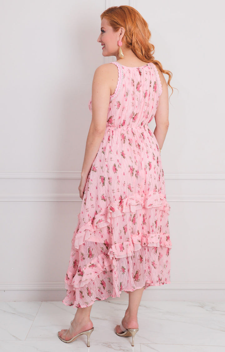 Vestido rosa estampado - VESTIDO LARGO REGULAR Boutiquemirel 