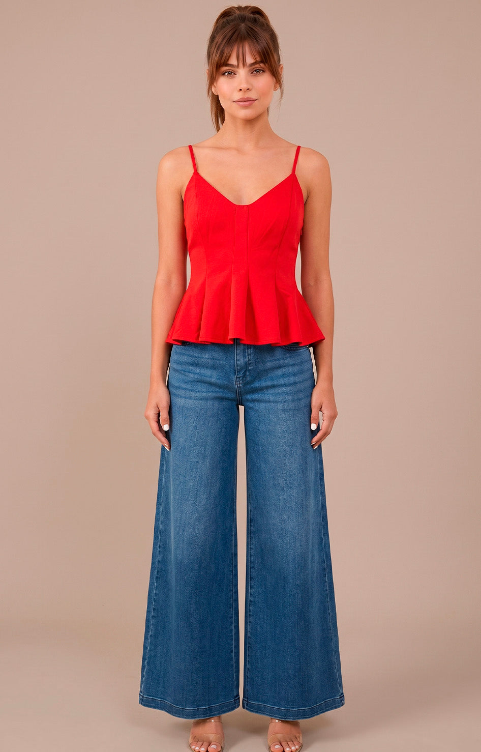 Blusa roja tipo peplum - BLUSAS REGULAR Boutiquemirel 