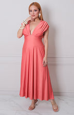 Vestido naranja con drapeado - VESTIDO LARGO REGULAR Boutiquemirel 