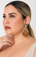 Aretes colgantes café con perlas y gota