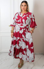 Vestido largo con estampado floral