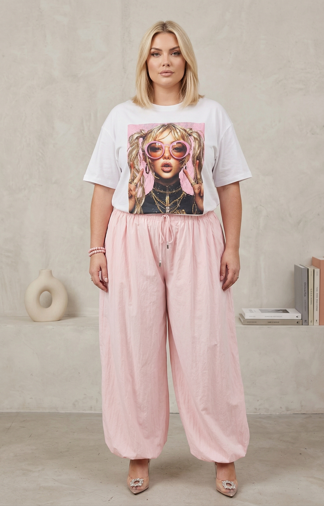 Pantalón rosa tipo globo - PANTALON CURVY Boutiquemirel 