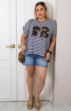 Blusa a rayas con estampado