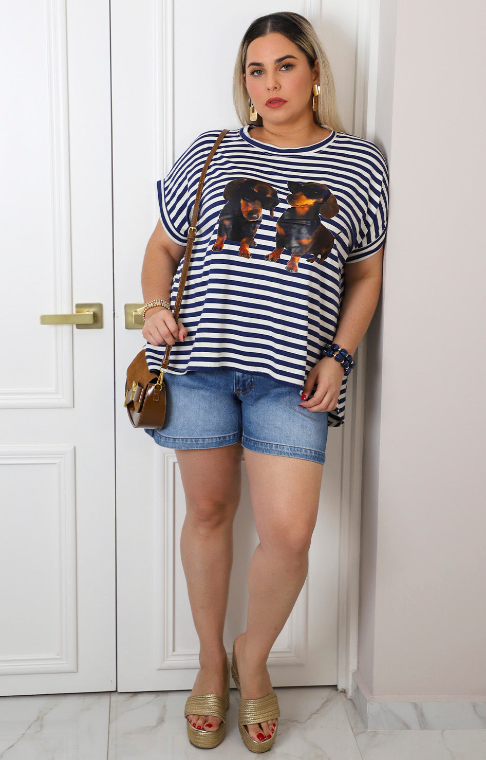 Blusa a rayas con estampado
