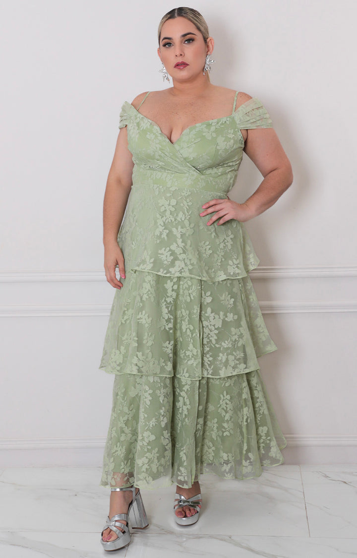 Vestido menta estampado - VESTIDO LARGO CURVY Boutiquemirel 