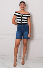 Blusa de rayas strapless - BLUSAS REGULAR Boutiquemirel 