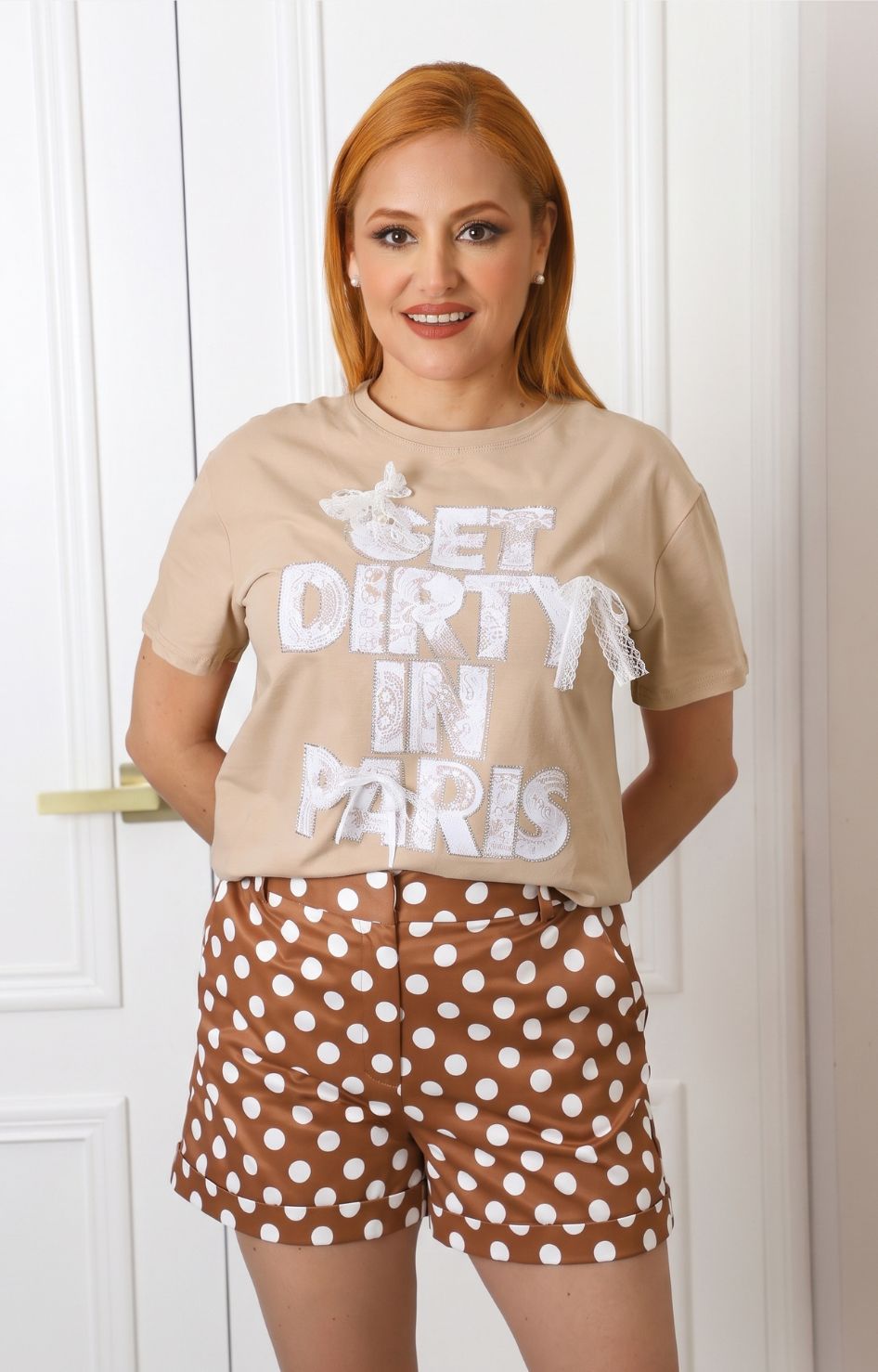 Blusa gráfica con encaje