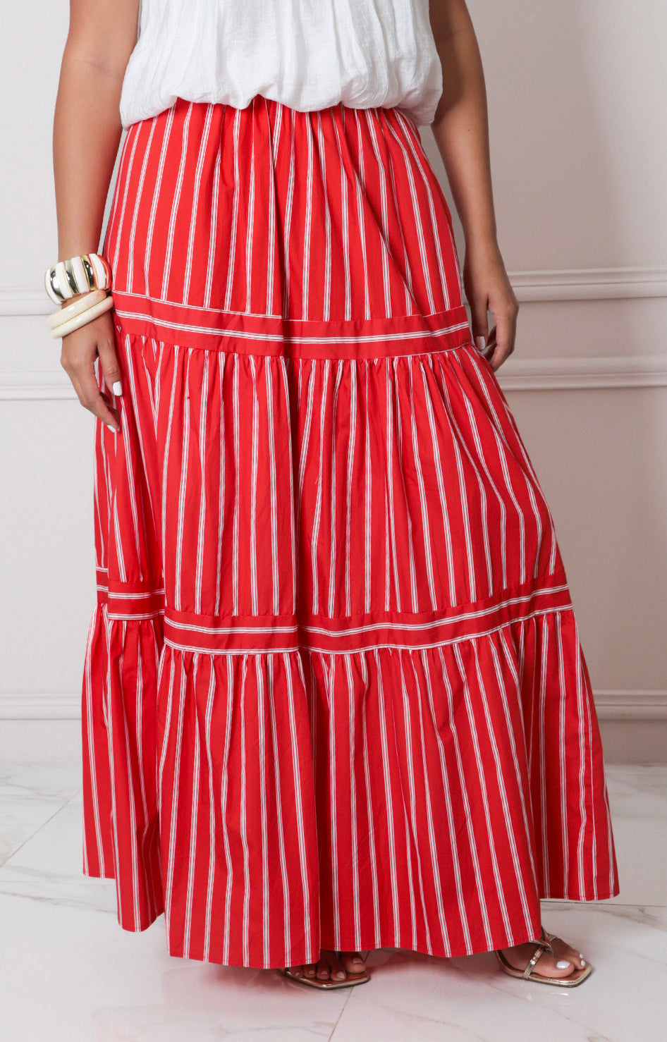 Falda roja de rayas - FALDA REGULAR Boutiquemirel 