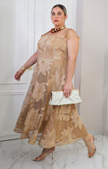 Vestido beige floral bordado