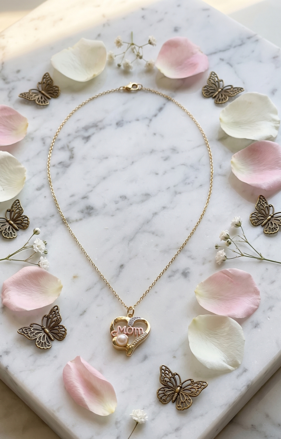 Collar Corazón Mom con Perla - COLLARES CHAPA Boutiquemirel 