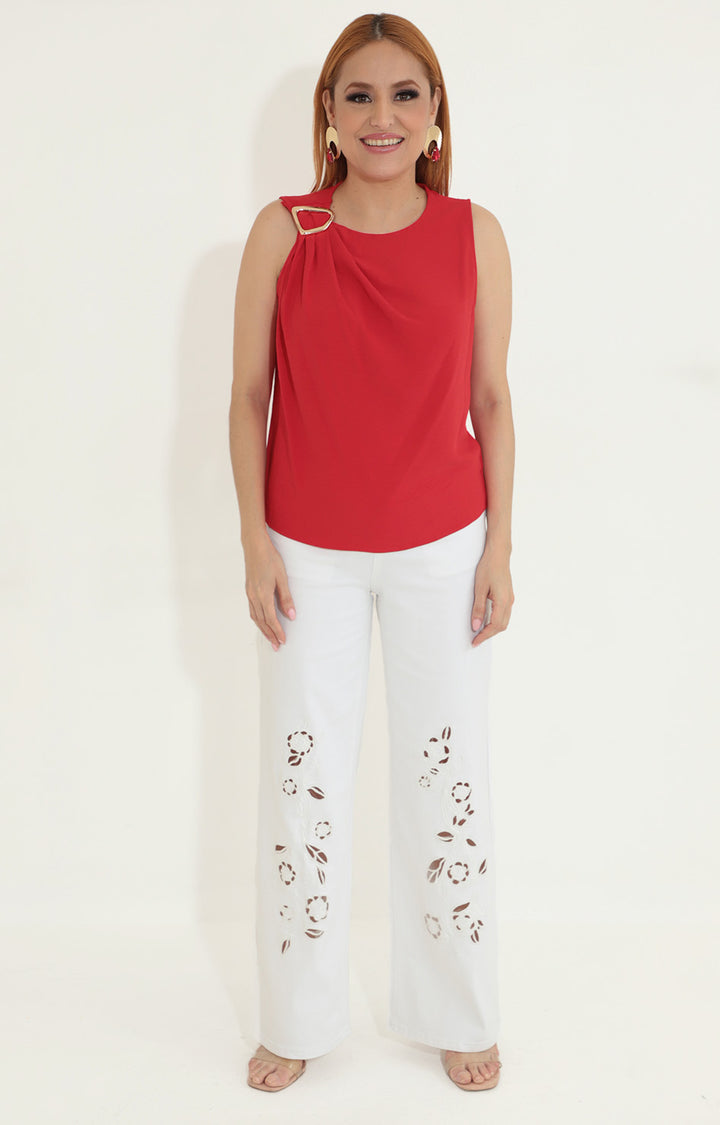 Blusa roja con hebilla - BLUSA Boutiquemirel 