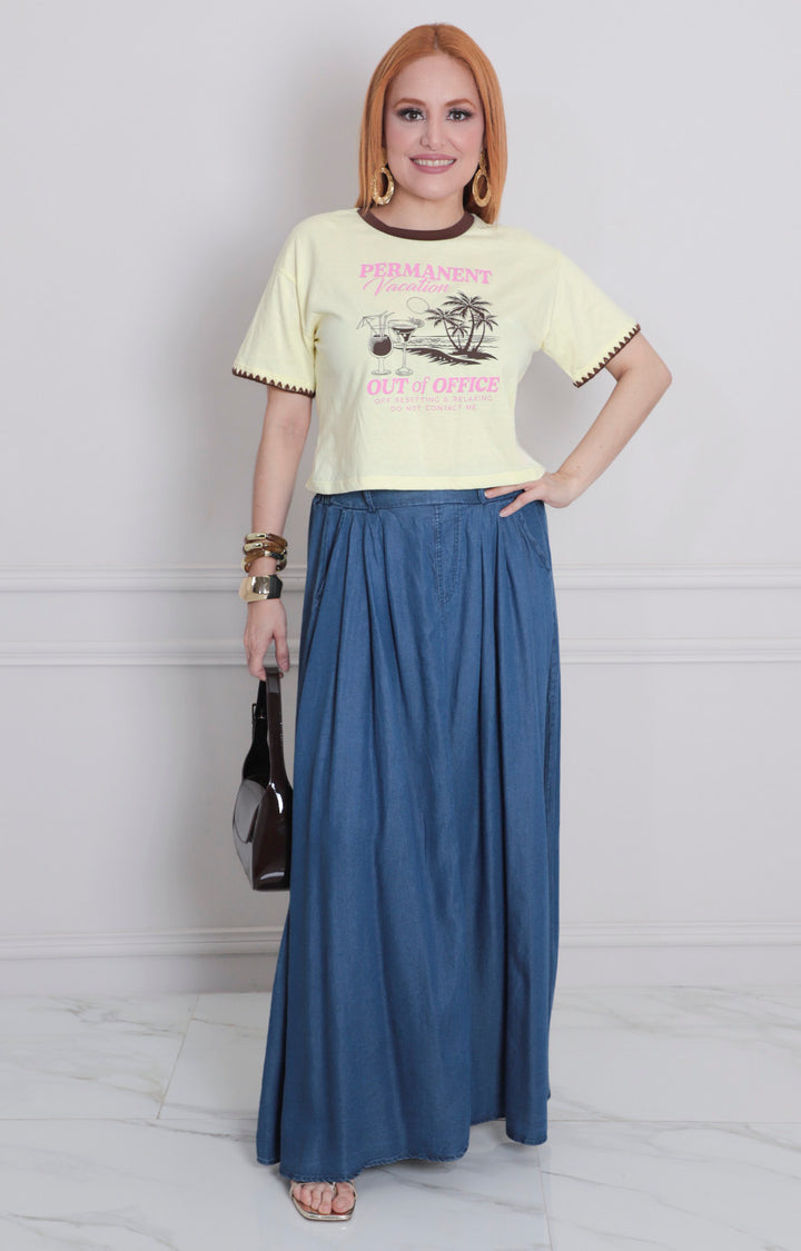 Blusa amarilla estampada - BLUSAS REGULAR Boutiquemirel 