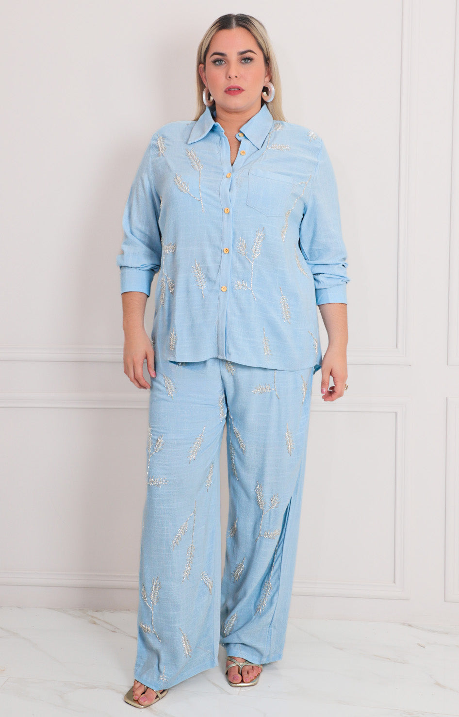 Conjunto azul con bordado - CONJUNTO CURVY Boutiquemirel 