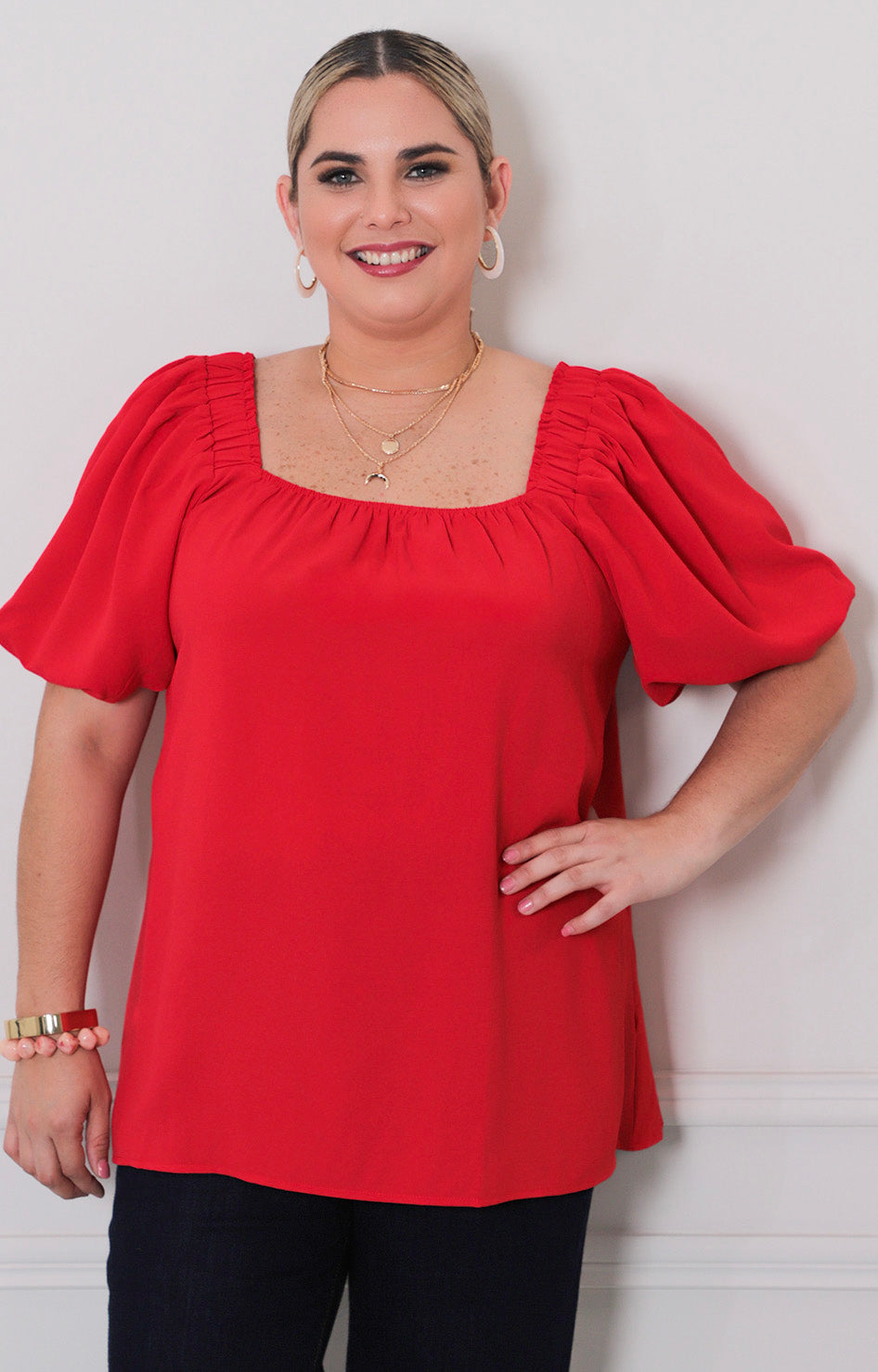 Blusa lisa con elástico - BLUSAS CURVY Boutiquemirel 