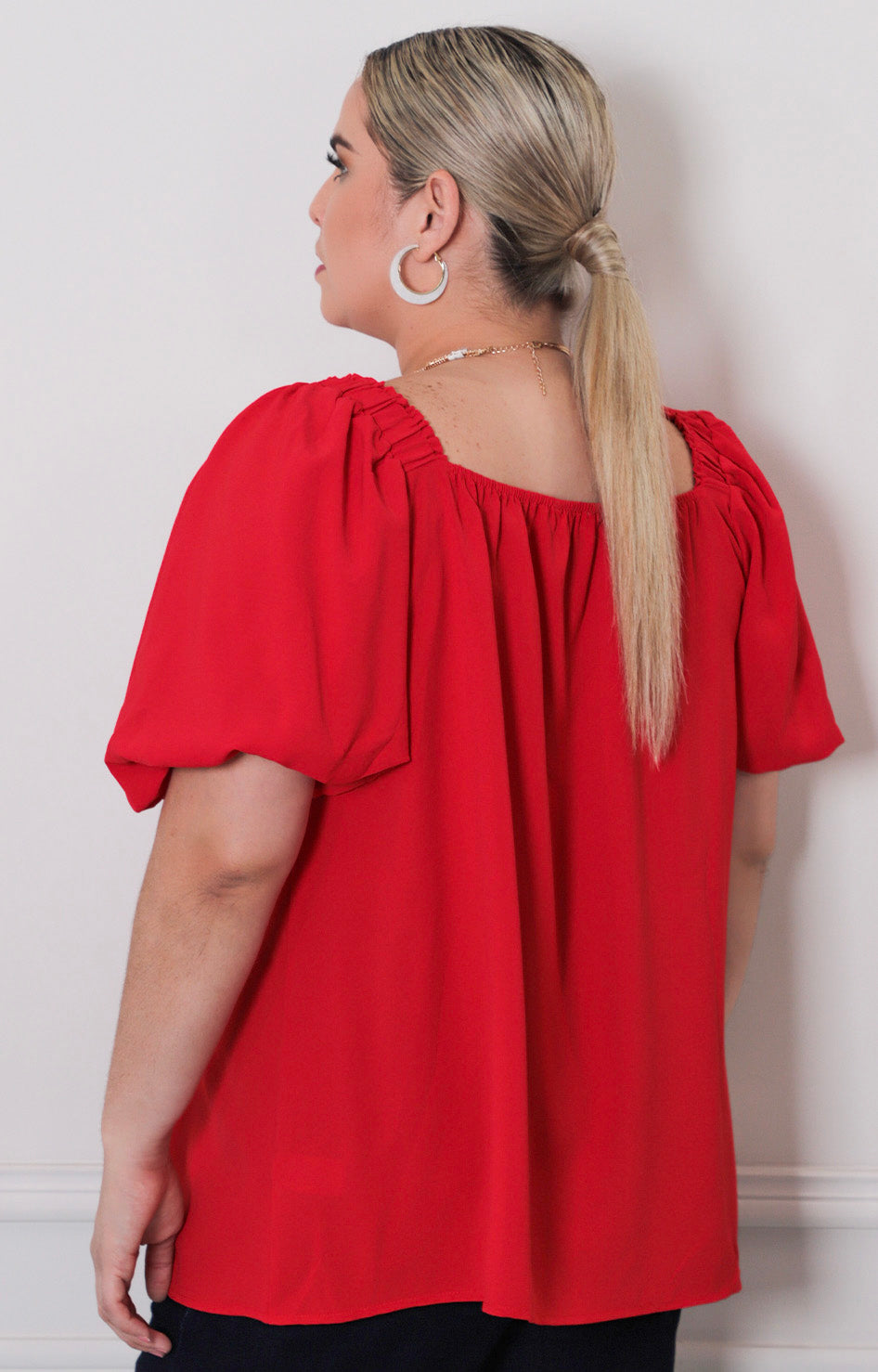 Blusa lisa con elástico - BLUSAS CURVY Boutiquemirel 
