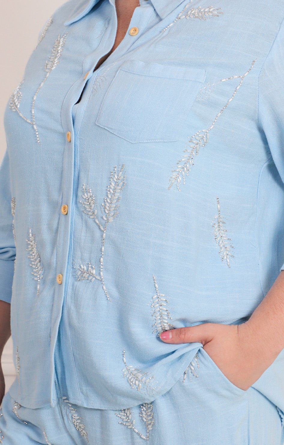 Conjunto azul con bordado - CONJUNTO CURVY Boutiquemirel 