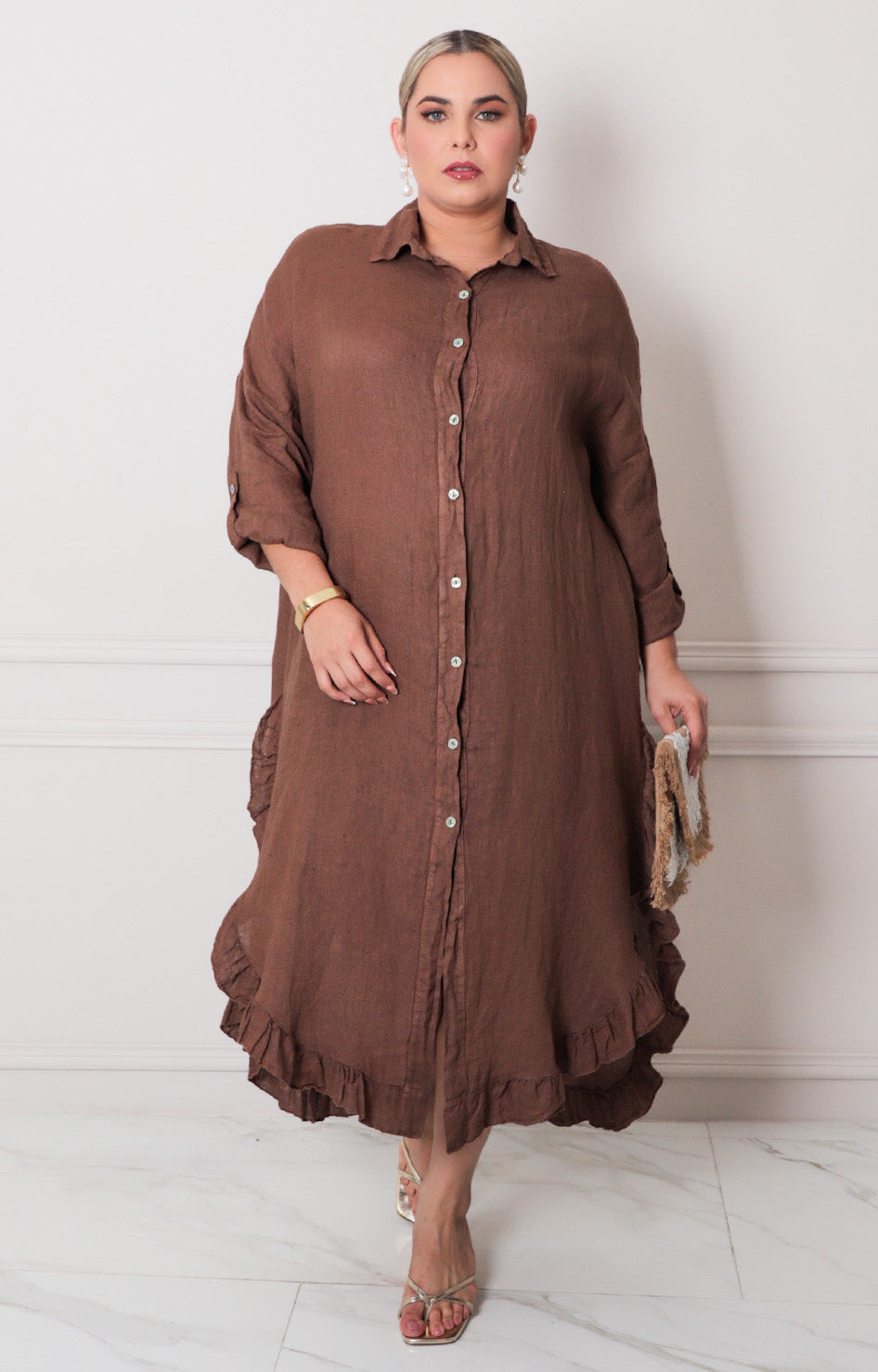 Vestido liso con botones - VESTIDO CORTO CURVY Boutiquemirel 