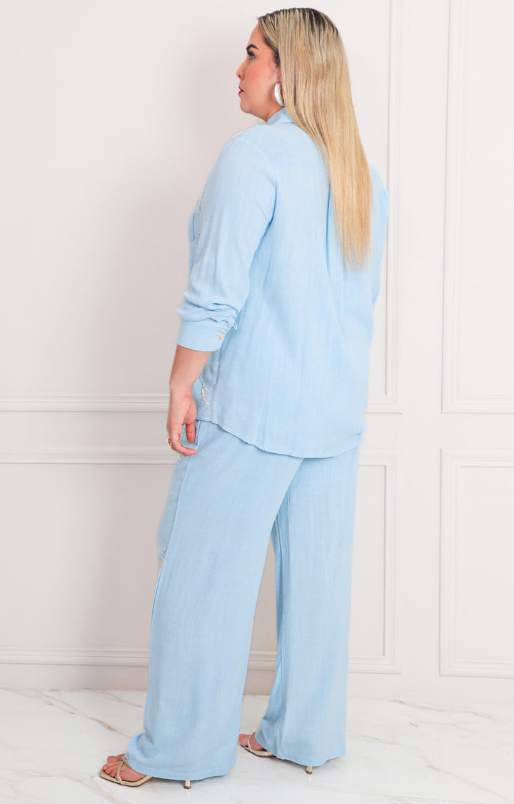 Conjunto azul con bordado - CONJUNTO CURVY Boutiquemirel 