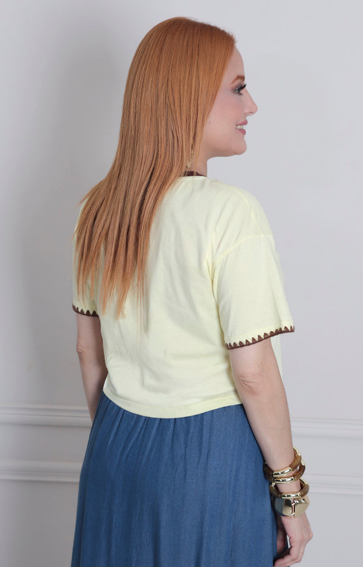Blusa amarilla estampada - BLUSAS REGULAR Boutiquemirel 