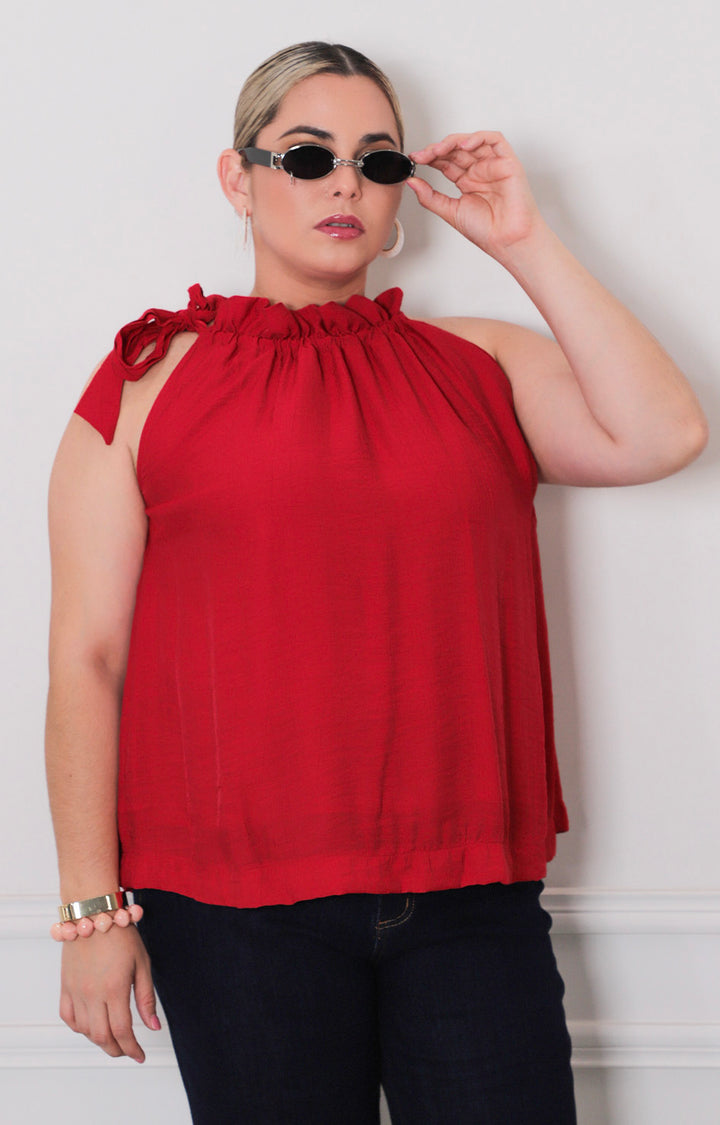 Blusa roja halter - BLUSAS CURVY Boutiquemirel 