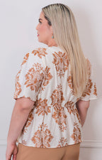 Blusa beige con bordado - BLUSAS CURVY Boutiquemirel 