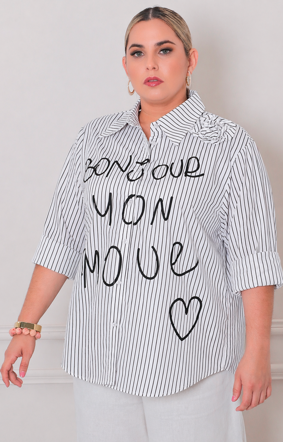 blusa de rayas estampado - BLUSAS CURVY Boutiquemirel 