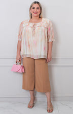 Blusa beige estampada - BLUSAS CURVY Boutiquemirel 